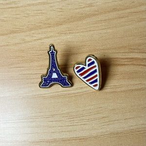 3 for $16• Effile Tower | Blue Red White Stripe Heart Enamel Pin Set